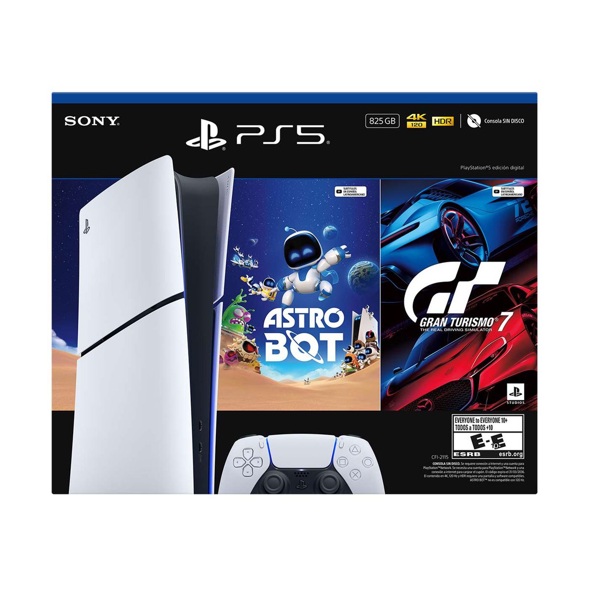 Consola PlayStation: PS5 Slim Digital + 2 Videojuegos | 825GB de Almacenamiento | Edición Digital | Videojuegos Incluidos Astro Bot y Gran turismo 7