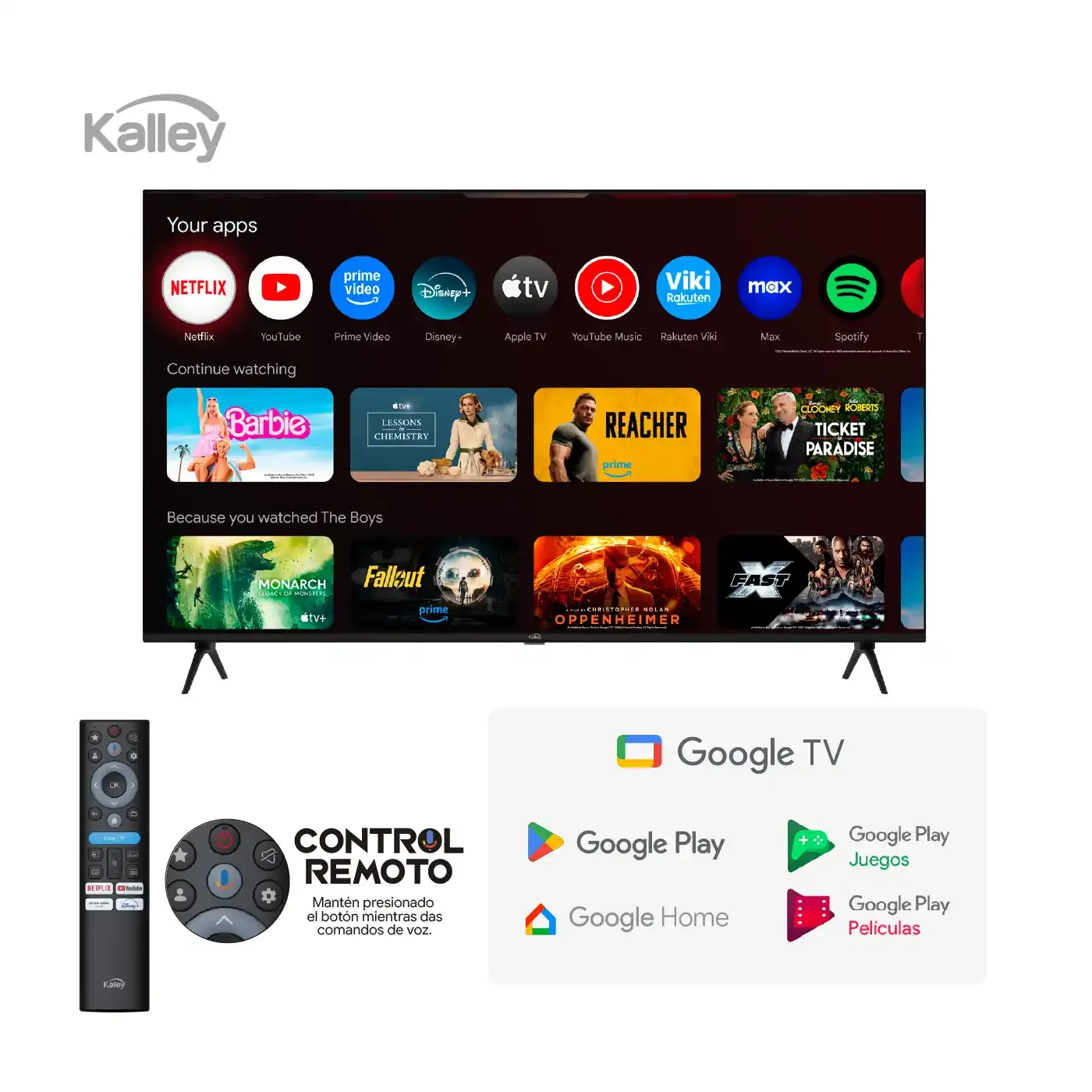 TV KALLEY 43" Pulgadas 108 cm 43GQ200 FHD QLED Smart TV Google - Image 3