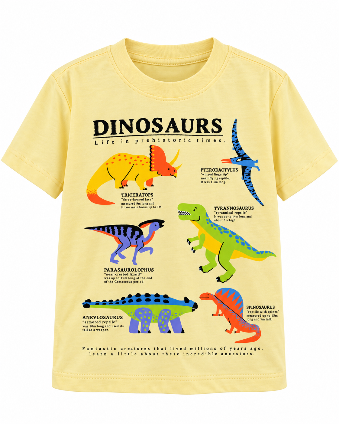 CAMISETA MANGA CORTA AMARILLA DINOSAURIOS