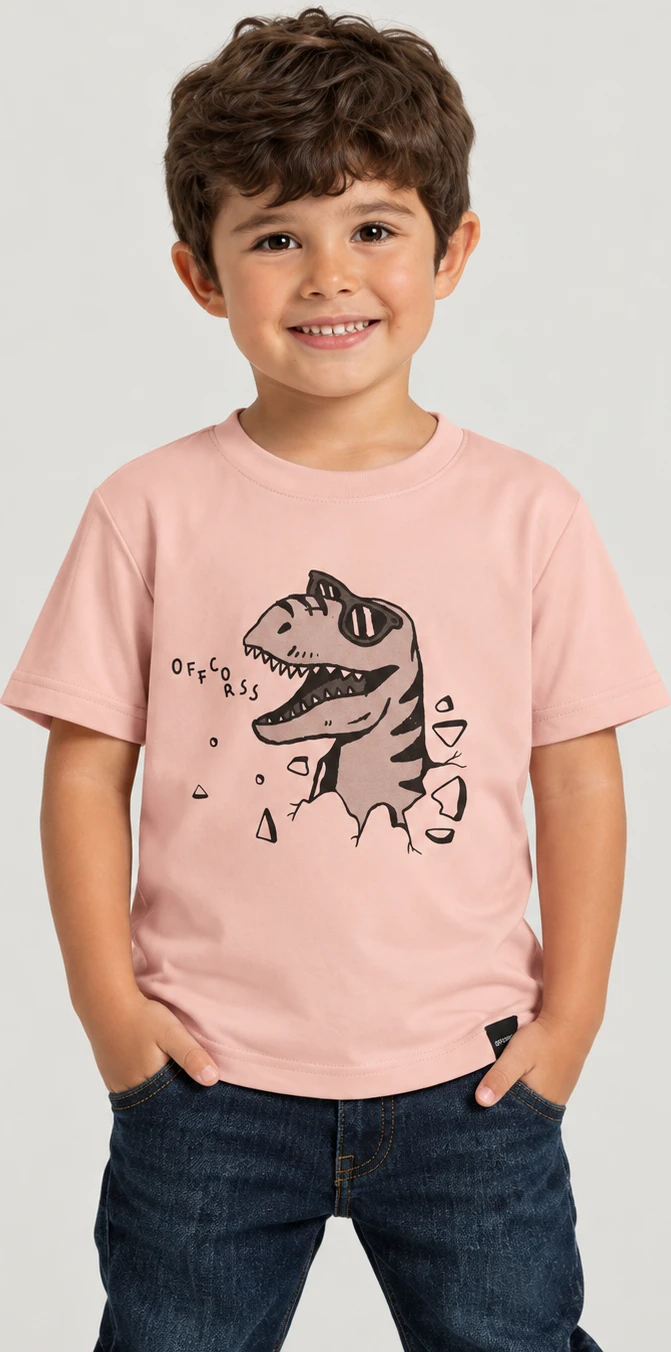 CAMISETA MANGA CORTA ROSADA DINOSAURIO - Image 2